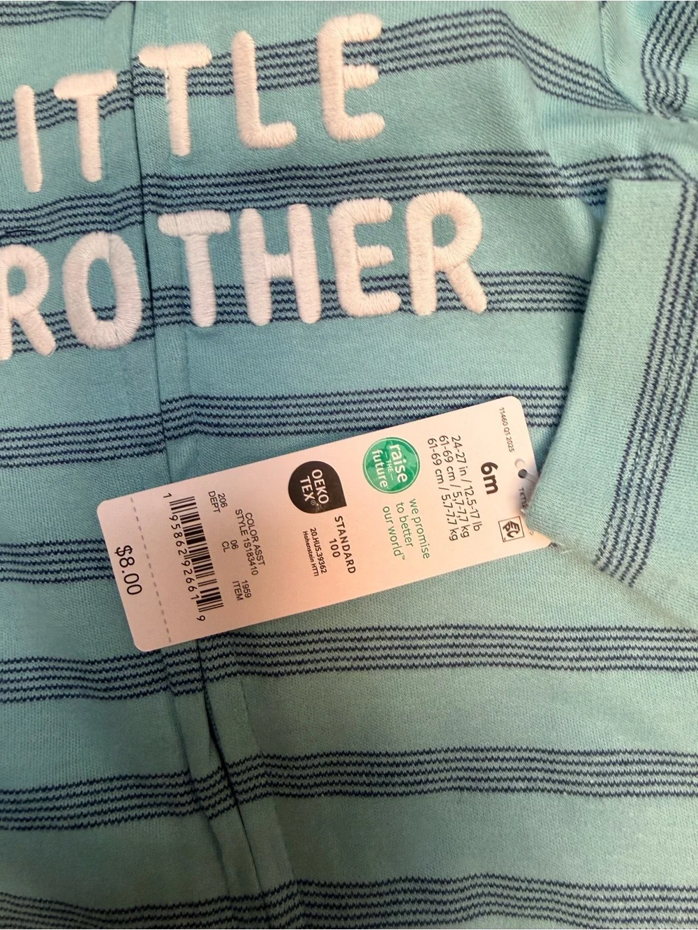 Carter's Teal and Navy Striped 'Little Brother' Footed One-Piece